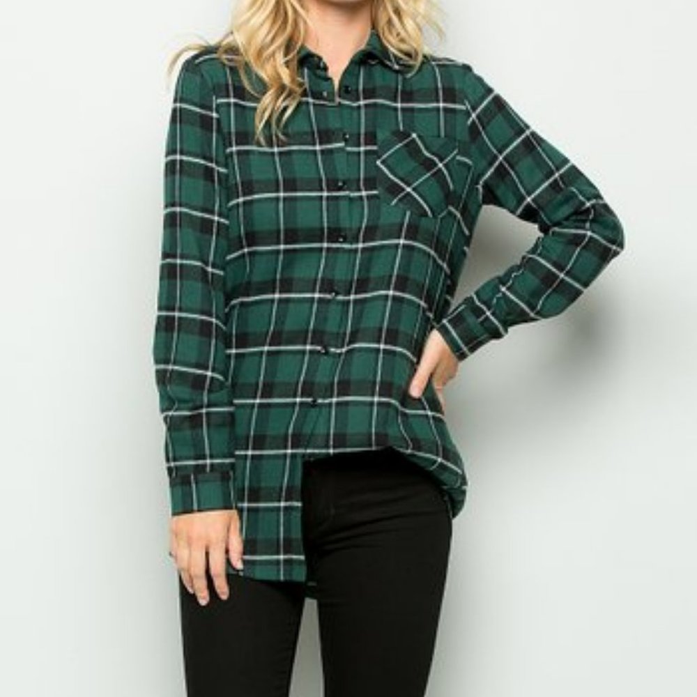 Green Plaid Button Down Shirt
